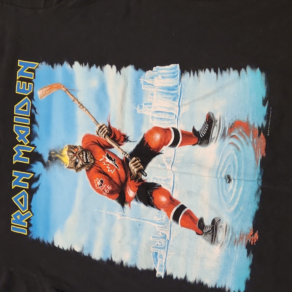 Iron Maiden Team Canada Hockey Logo Somewhere Back In Time 2008 Tour T Shirt - Picture 2 of 8